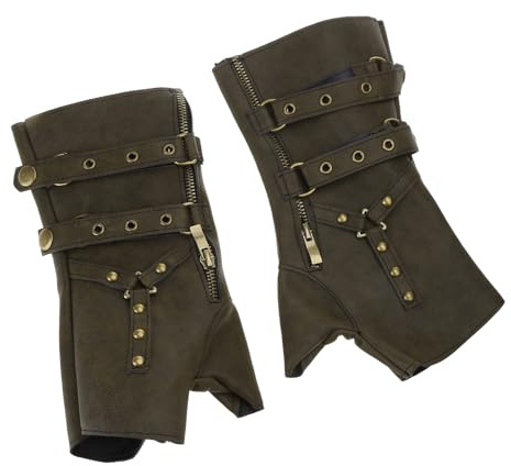 Ldbuejiaja Steampunk Besetzt Reißverschluss Armband Gladiatoren Mittelalterlich Vintage Boxhandschuhe Arm Guards Cosplay Kostüm Zubehör Männer Halbe Fingerhandschuhe