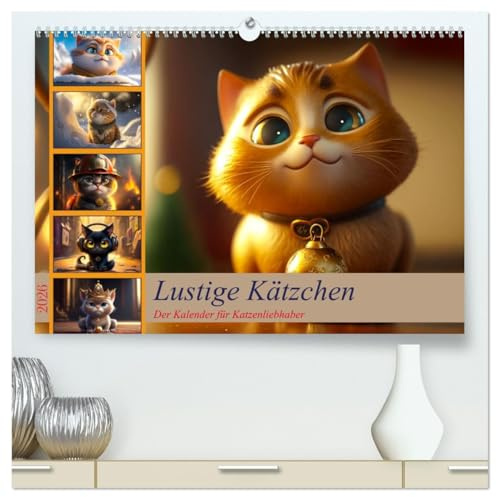 Lustige Kätzchen (hochwertiger Premium Wandkalender 2026 DIN A2 quer), Kunstdruck in Hochglanz: Süßer geht es kaum, zwölf witzige Katzenbilder für jeden Tierliebhaber (CALVENDO Tiere)