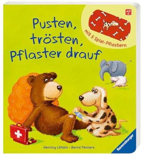 Pusten, trösten, Pflaster drauf! - Stickerbuch ab 2 Jahre, mit 5 bunten Pflastern zum Spielen