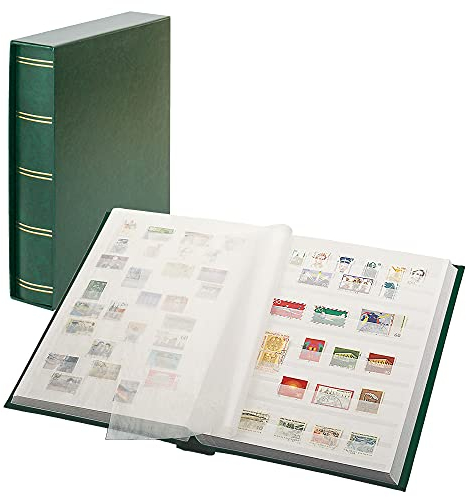 Lindner 1162SK-G Einsteckbuch Elegant Grün, mit 60 Weißen Seiten und Passender Schutzkassette