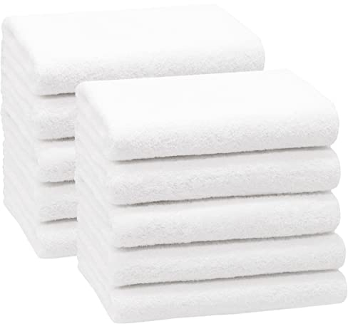 ZOLLNER 10er Set Handtücher in 50x100 cm - saugstarke und weiche Duschtücher in weiß - mit praktischem Aufhänger - waschbar bis 95°C - Baumwolle - Hotelqualität