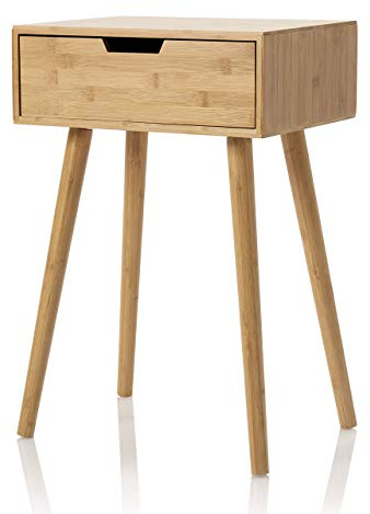 Furniture for Friends Möbelfreude Doluna Nachtkonsole Tjark Beistelltisch aus nachhaltigem Bambus mit Schublade und Vier Standfüßen | 40 x 30 x 60 cm