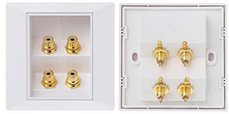 Ocobudbxw RCA Prise Murale Panneau Audio Boîte de jonction de Haut-Parleur Prise de Courant Lotus