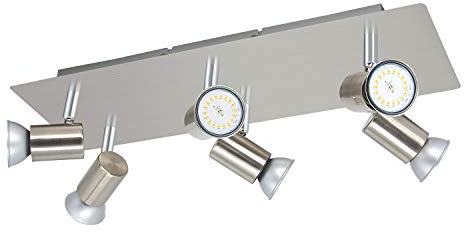 Wondlumi LED Deckenleuchte GU10 6 Flammig Schwenkbar Deckenstrahler Modern Gebürstet Edelstahl Deckenspots 230V Küche innen Spots Ohne Glühbirne