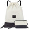 LIVACASA Turnbeutel Mit Reißverschluß Innentasche Sportbeutel mit Leder Hipster Gym Bag Beutel Gefüttert Rucksack Mit Verstellbar Tunnelzug Gymsack Turnsack für Damen Herren Beige mit Geldtasche