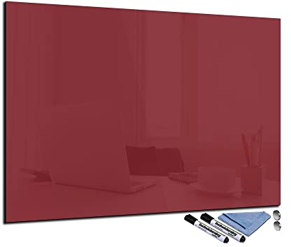 Glas-Magnettafel Rot 70x100 cm Whiteboard Wand Beschreibbar Magnetisch Pinnwand Küche Office Büro mit Zubehör Wochenplaner Abwischbar Deko Memoboard Tafel