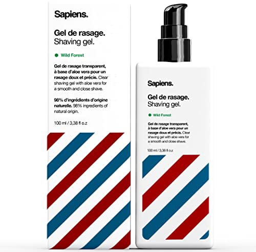 Sapiens Barbershop Transparent Rasiergel Männer - Mit Aloe Vera für optimalen Gleitkomfort und präzises Rasieren der Bartkonturen - Rasiergel Bart 97% natürlich Made in EU (100ml)