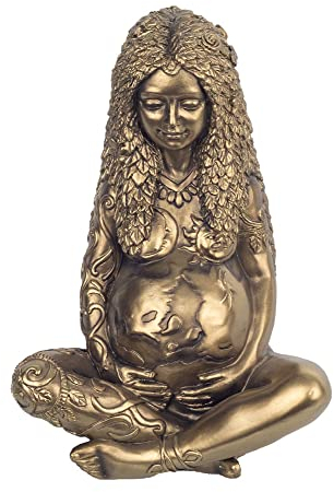 ORIGEN Figur aus Harz: Gaia, die Muttergöttin befruchtet die Erde in ihren Händen, Höhe 18 cm