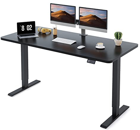 MAIDeSITe Höhenverstellbarer Schreibtisch 160 x 80 cm - Elektrisch Mit 4 LED Memory-Steuerung - Sitz & Stehpult - Mit Tischplatte (S1 Pro)