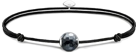 THOMAS SABO Damen Armband Karma Secret mit schwarzem Hämatit Bead 925 Sterlingsilber, Nylon A2104-173-5