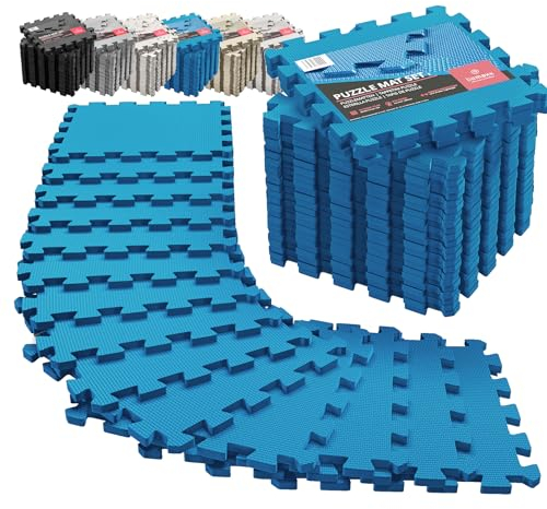 Interlocking Soft Foam Floor Mat - 18 Pieces Protective Gym Flooring Set, Exercise Mats EVA Puzzle Rubber Tiles, Ground Surface Protection Workout Underlay Matting Sports Pool Home Fitness Garage