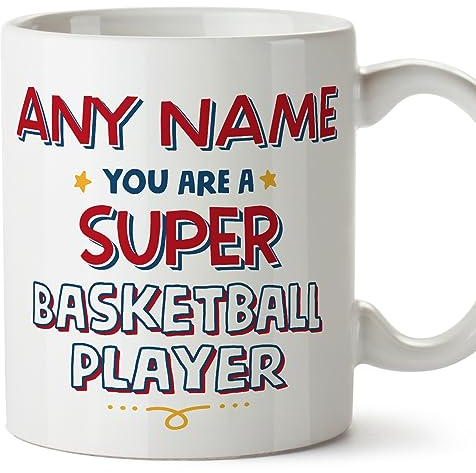 MUGFFINS Tazas Personalizadas para JUGADORA DE BALONCESTO - En Inglés - You Are Super - 11 oz / 330 ml - Regalo Personalizable original y divertido