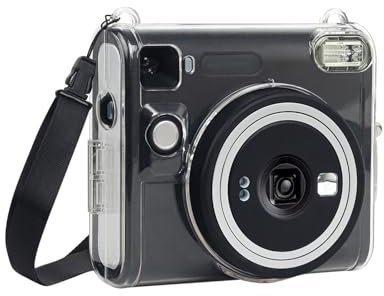 HIYQIN Clear Case Compatible with Fuji Instax Square SQ40, Clear Crystal Hard Case for Instax SQ40, Square SQ40 Protective Cover with Strap - Clear
