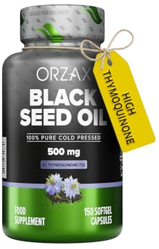 ORZAX Black Seed Oil Cold Pressed 100% Pure | Non-GMO - Rich in Omega 3 6 9 & Thymoquinone | Black Cumin Nigella Sativa Oil for Immune Support, Hair, Skin, Face (500 mg - 150 Softgel Capsules)