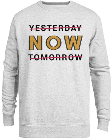 Generisch Time is Now Motivational Grauer Unisex-Pullover mit Rundhalsausschnitt
