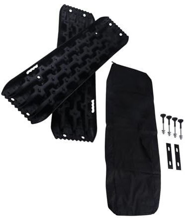 AOMIKITSTU 2 Stück Recovery Board Offroad, 105×28.5cm Anfahrhilfe Sandbleche Offroad, Schwarz Traktionsmatte, Tracks Traction Mats für Geländewagen