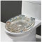 NIKSHI Ocean Series Art Slow Close Resin Toilet Seat with Cover, 3D Effects Heavy Duty Toilet Lid with Dolphin, Starfish, Real Seashells and Sands for U/V/O Type Toilet,I-Closed