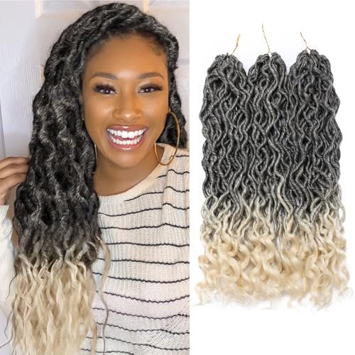 3 Pcs/Lot Faux Locs Crochet Cheveux Bouclés Deep Wavy Curly Twist Tressage Cheveux Déesse Locs Tresses Synthétiques Cheveux 50CM Noir à blond clair