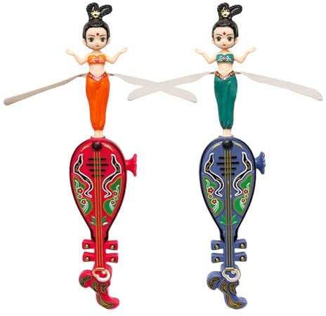 Jouet Disque Volant, Jouet hélicoptère Volant - Jouet Soucoupe Volante 2 pièces Jouets Volants féeriques,Jouets à Cordes Volantes, Jouet Spinner Volant pour garçons, Filles, Anniversaires, Vacances