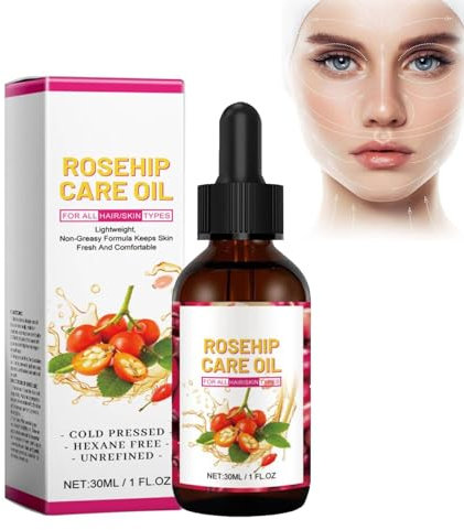 Organic Rosehip Seed Oil Pure Cold Pressed Unrefined Natural Rose Hip Oil for Anti-Aging, Skin & Hair Care, Hydrating, Nourishing & Moisturising Oil for All Skin Types (1PC, 30ml)