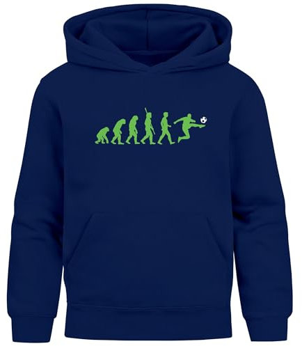 MoonWorks® Kinder Hoodie Jungen Fußball Geschenk Fußballer Fußballfan Aufdruck Lustig Evolution Jungengeschenke Navy 128