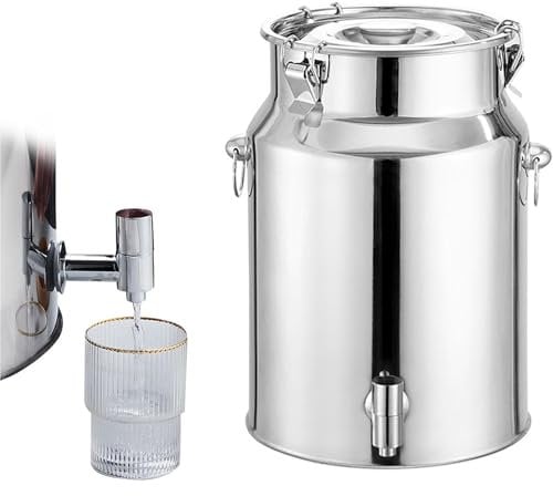 Stainless Steel Milk Transport Cans Milk Churn Pot Wine Pail Bucket Barrel Tea Canister Dairy Pot with Spigot,5L