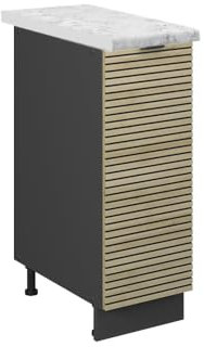 Vicco Apothekerschrank Fame-Line, Eiche Paneel, 30 cm, AP Marmor