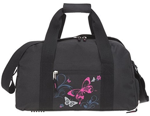 ELEPHANT/SPEAR Sporttasche mit Schuhfach/Naßfach Sport Tasche 12678 + Trinkflasche (Butterfly Black PINK)