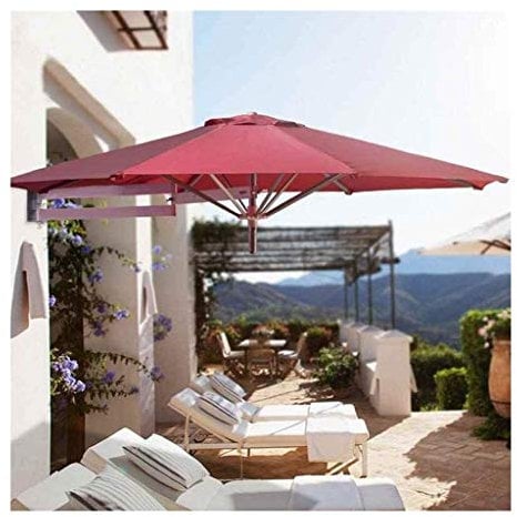 LTY Patio Garden Parasols Umbrella Awnings Portable Parasols Wall-Mounted Aluminium Patio Umbrella - Outdoor Garden Balcony Tilting Sunshade Umbrella (Red)