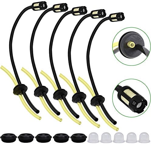 PERFETSELL 5 Stück Benzinfilter Benzinschlauch Set Rasenmäher Benzinfilter Kit Motorsense, 5 Vergaser Dichtung mit 5 Primer für Trimmer Motorsense Erdbohrer Heckenschere Freischneider