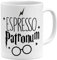 OM3® Taza de café Espresso Patronum, taza de cerámica, 325 ml, estampado por ambos lados, color blanco