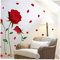 Zonster Fleurs Rose Rouge Romantique Stickers Muraux, Stickers Muraux pour Salon Chambre Amovible
