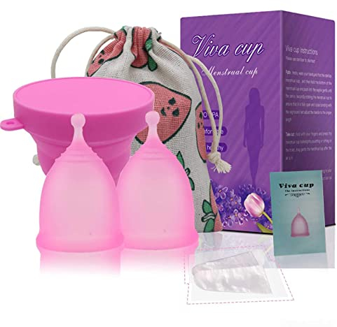 Menstruationstasse Aomiduo Menstrual cup mehrwegbecher menstruationstasse aus medizinischem Silikon-Größe L (Gross) und L (Gross) enthalten(Presented Storage Cup) geeignet für Frauen nach der Geburt