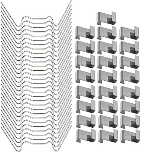 HONGCI 50Pcs Greenhouse Clips for Glass,Stainless Steel Greenhouse Window Clips Glass Pane Fixings Clips(25 Greenhouse Glazing W Wire Clips & 25 Greenhouse Glazing Z Clips) for Greenhouse Glass Clips