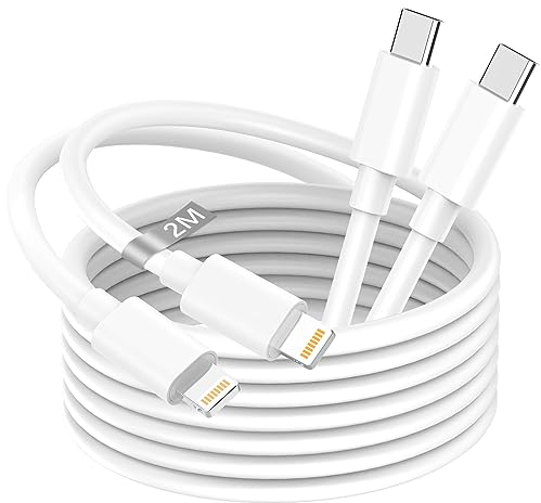 Cable iPhone USB C 2M 2Pack[Certifié MFi],Câble USB C vers Lightning 2M Long Cable Chargeur Rapide iPhone Cable Lightning USB C Cordon Fil Chargeur pour iPhone 14 13 12 Pro Max/14 Plus/11/XS/X/8