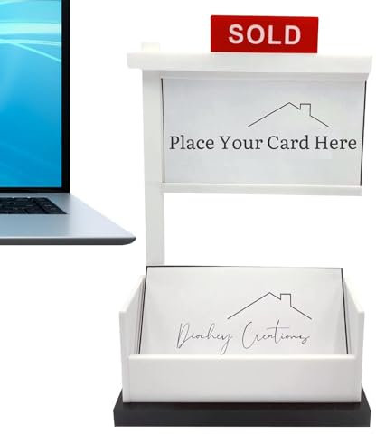 Immobilien-Karten-Display – Immobilienlisten-Halter, Holzständer für Visitenkarten, 8,9 x 5,1 cm, Empfangstischplatte, Holzhalter mit verkauftem Schild, Kartenhalter für Herren, Immobilienmakler