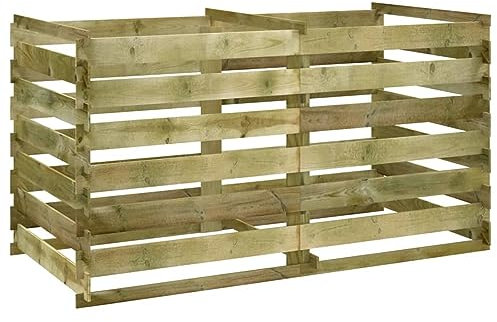 Kavolet Composteur en bois 180 x 90 x 90 cm - Pour lattes - Silo de compost de jardin - Composteur en bois de pin imprégné
