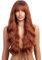 CGVG Orange Perücke mit Pony Lange Lockige Perücke Damen Synthetische Hitzebeständige Perücke für Cosplay Fasching Verabredung Party Wig