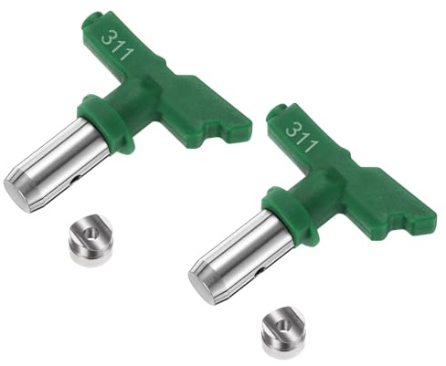 sourcing map Reversible Spray Tips 311 Paint Spray Nozzle Green 2pcs | For Airless Sprayer,Tips Sprayer Machine Parts for Home Garden Building Fences
