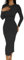 ZKZFCAI Women’s Long Sleeve Long Dress Tight Sexy Slim Solid Color Skims Dupes Bodycon Maxi Slim Cocktail Dresses Pencil Long Dress Stretchy Club Dress for Cocktails Clubwear Party Black