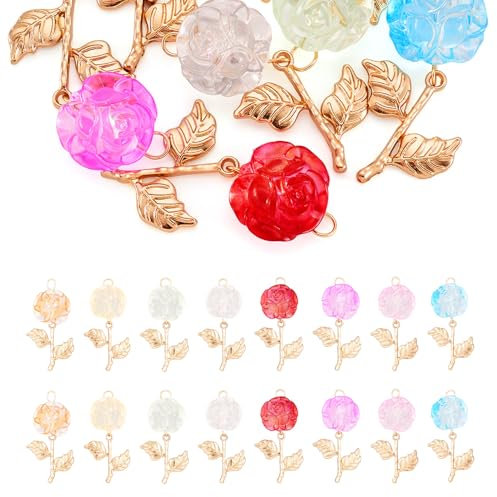 Beadthoven Blumen-Charms zum Basteln von Halsketten, Armbändern, Ohrringen, Schmuckherstellung, Acryl