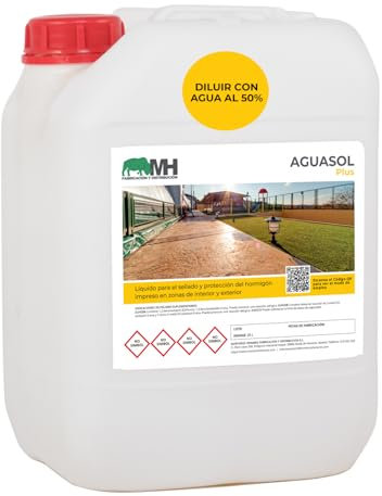 Resina para hormigón impreso en base agua.25Litros. Conserva y mantiene pavimentos de hormigón impreso, para exteriores e interiores, diluir con agua al 50%. Aguasol Plus.