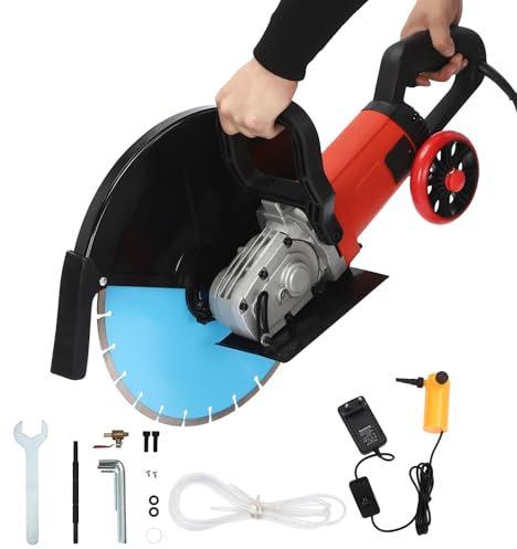 Levkitch Scie à Béton Dépoussiérage à l'eau,4000 W Scie Circulaire avec lame diamantée de 350 mm,Pour couper le Béton, Pierre, Brique profondeur de coupe réglable 135 mm