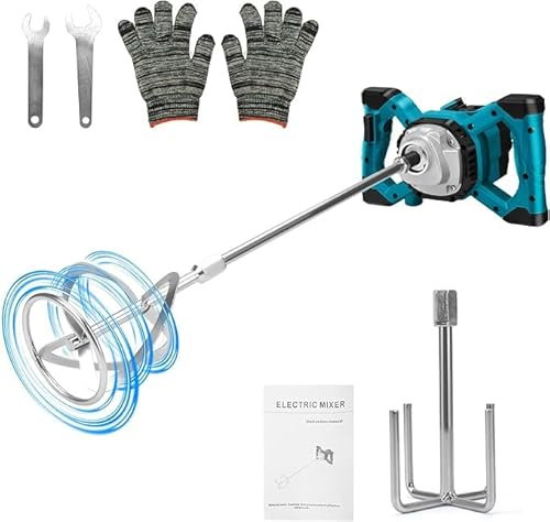 Akku Farbmörtelrührer Kompatibel mit Ma-kita 18-21V Akku, Brushless Farb-Mörtelrührer mit 6 Geschwindigkeiten, smischer zum Mischen von Gips, Mörtel (ohne Akku)