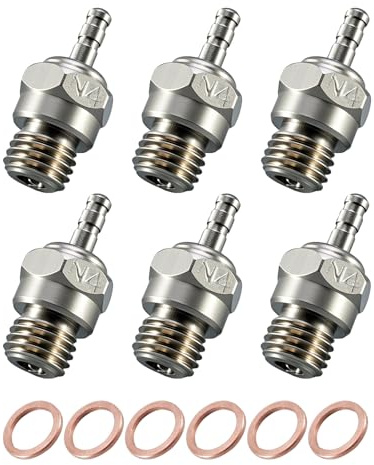 6-Pack 70117 Hot Glow Plug No.4, N4 Spark Nitro Engine Parts Fit for OS 8 Traxxas HPI HSP Kyosho 1/8 1/10 RC Car Truck Buggy, RC Glow Plug