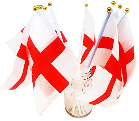 WS UK Mini Handheld Flags with Waving Sticks [England]