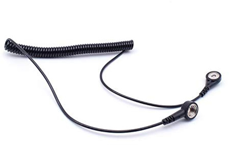 QUADRIOS GmbH ESD Schutz Spiral Cable Earth Cable 10 mm Push Button to 4 mm Push Button Spiral Cable 1.8 m Professional Antistatic Accessories (Standard EN 61340-5-1)