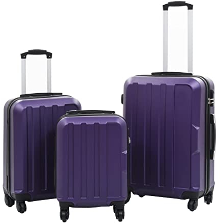 vidaXL Kofferset 3-tlg. Hartschalenkoffer Handgepäck Koffer Reisekoffer Rollkoffer Hartschale Trolley Set Business Reise Lila ABS 4 Rollen S M L