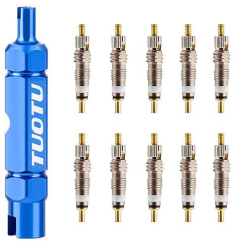 TuoTu Valve Core Remover Tool Kit Bike with Brass Replacement Presta Valve Core