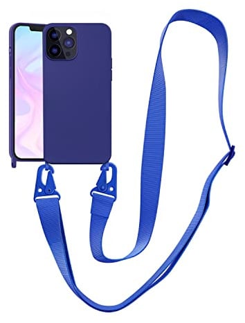 Handykette Handyhülle kompatibel mit Apple iPhone 11 Pro Max Necklace Hülle Nylon Schultergurt Weich Silikon TPU Cover mit Kordel zum Umhängen Schutzhülle mit Stylische Band(Saphirblau)